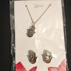 Shell Hamsa Hand Earring & Necklace Set